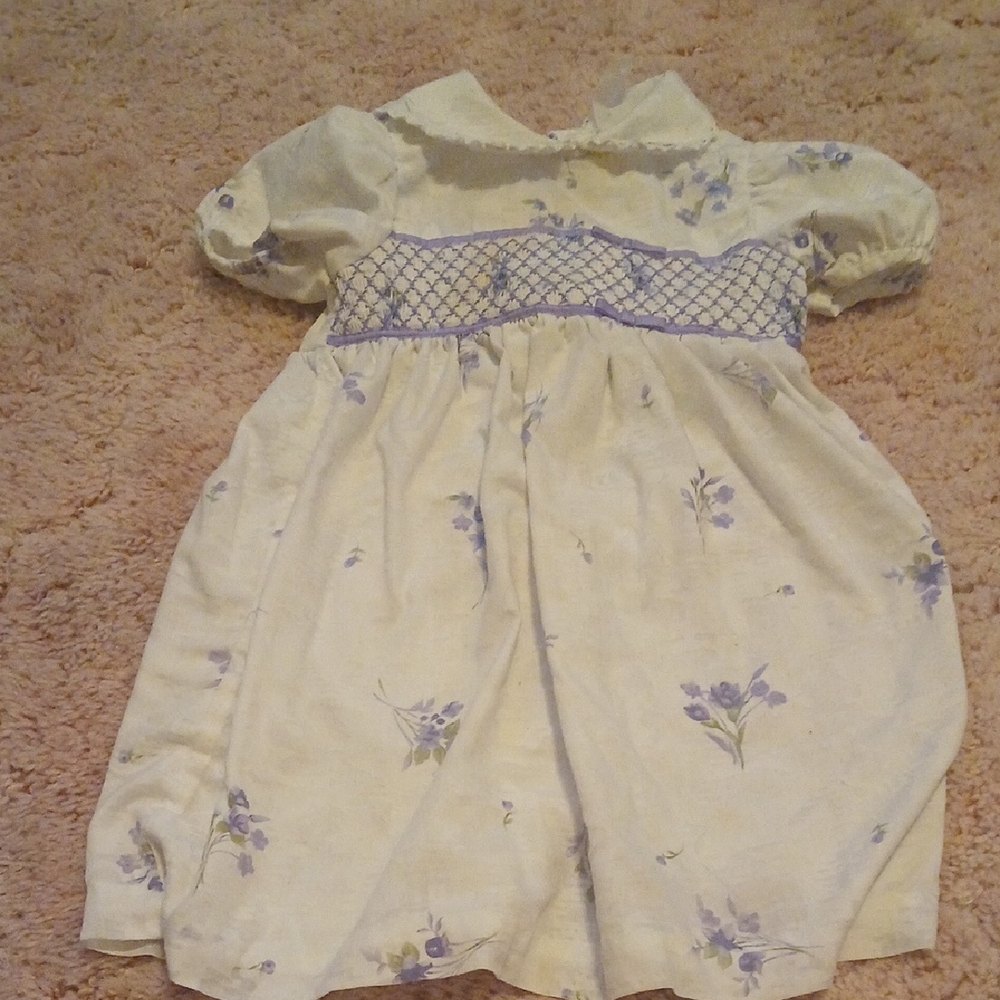 Floral Kids Dress with Purple Accents